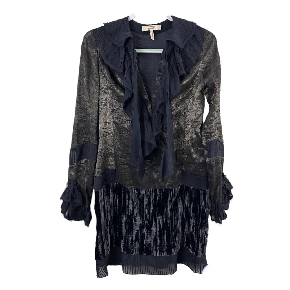BCBGMazAzria Runway Silk Ruffle Dress